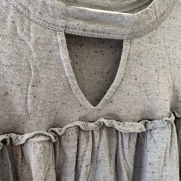 Gray, open shoulder, long sleeve shirt - Picture 2 of 5